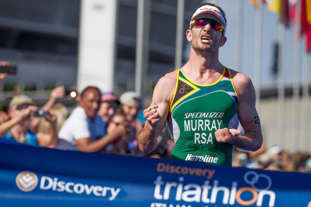 Richard Murray from Durbanville, Cape Town wins the 2017 Discovery Triathlon World Cup Cape Town. Image by Greg Beadle